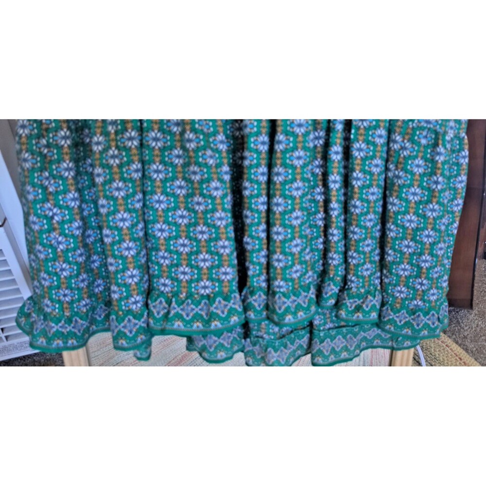 Max Studio Green Floral V-Neck Puff Short Sleeve Midi Milkmaid Boho Dress XL - Picture 15 of 16